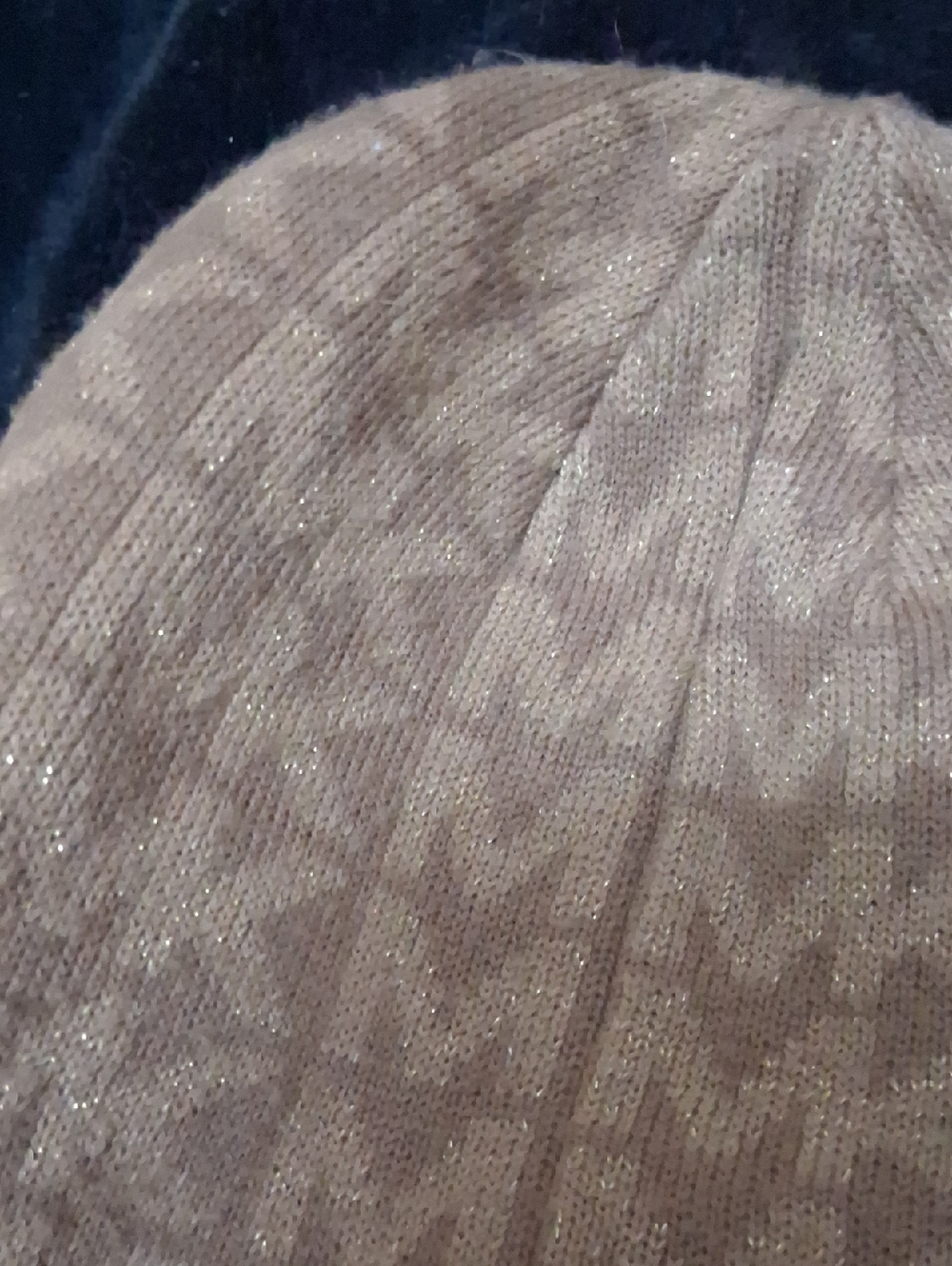Michael Kors Tan/Beige/Gold Threading MK Logo Knit Cuff Beanie-Barely Worn, O/S - Picture 2 of 6